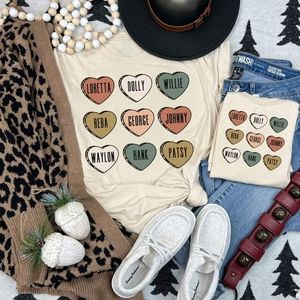 Country conversation hearts Valentines day tee